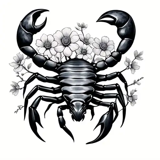 Scorpio With Flowers Growing