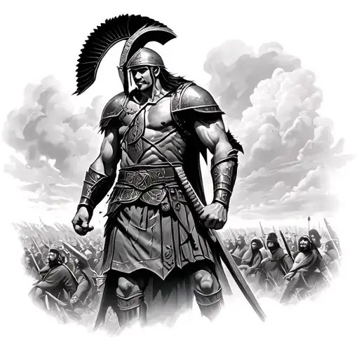 Spartan Warrior Overlooking Battlefield