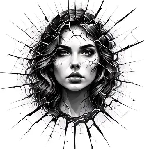 Woman's Face In Shattered Glass
