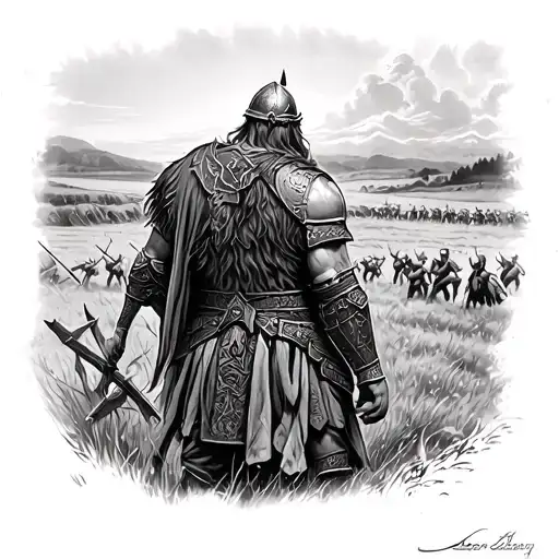 Viking Warrior Overlooking Battlefield Overlooking The Field