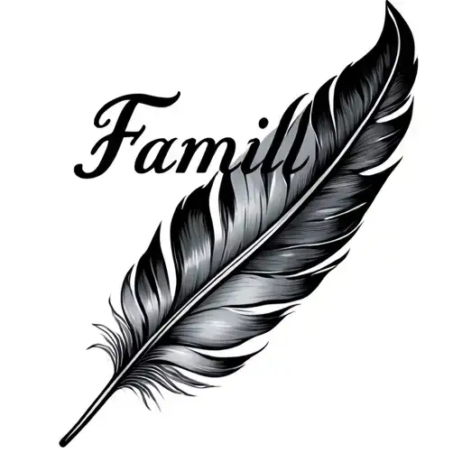 Feather With The Word Family Inside