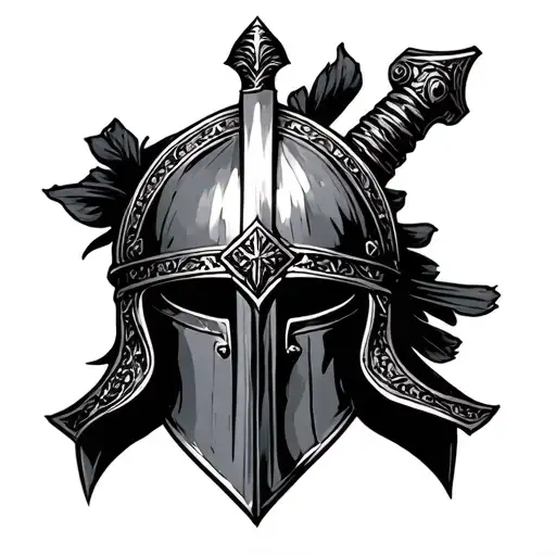 Roman Sword And Helmet