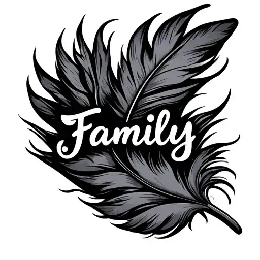 Feather With The Word Family Inside The Feather