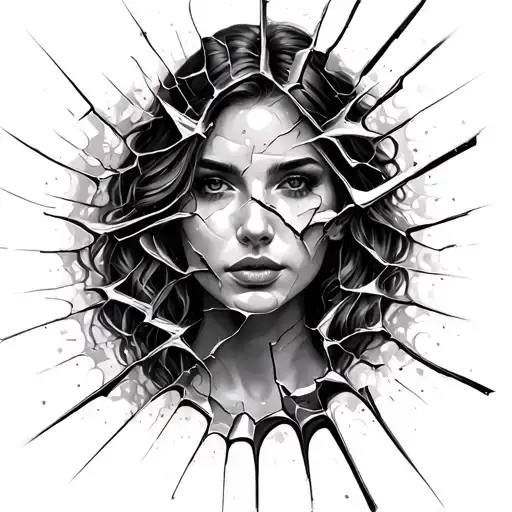 Woman's Face In Shattered Glass
