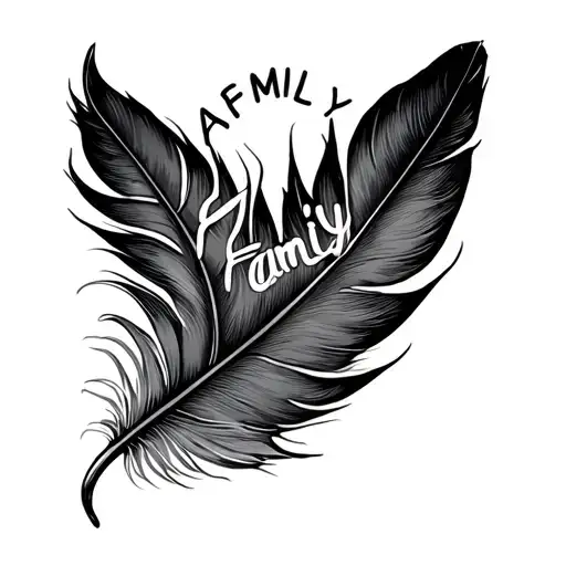 Bird Feather With The Word Family Inside The Feather