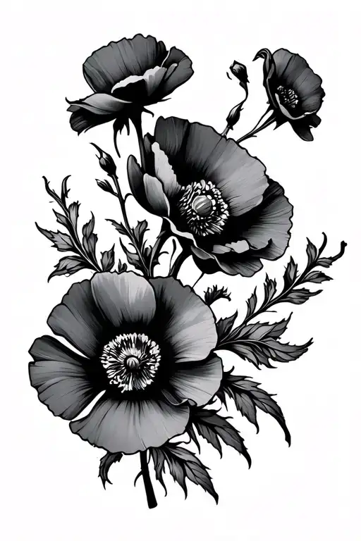 Poppy Flowers Intertwined Traditional