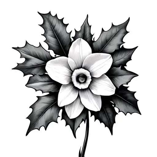 Narcissus And Holly Flower
