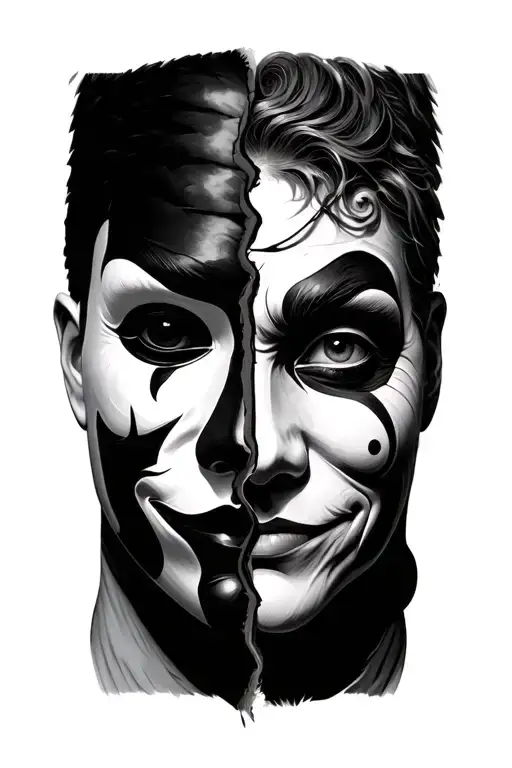 Mime Mask Split In Half Angel Half