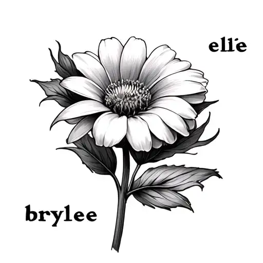 June Flower With The Name Ellie As The Stem And August Flower With The Name Brylee On The Stem