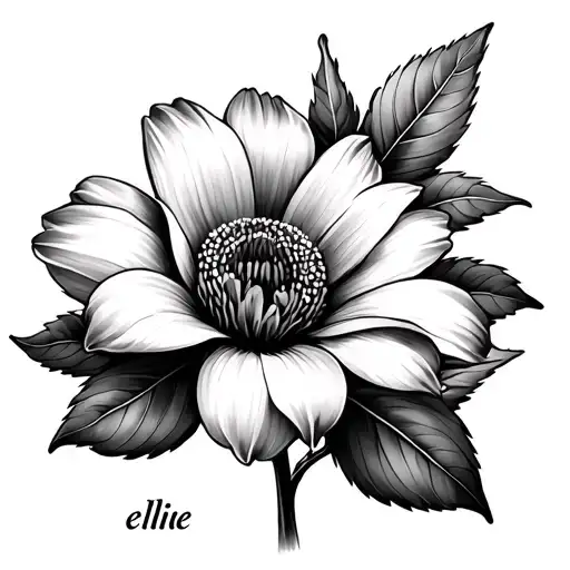June Flower With The Name Ellie As The Stem And Leaves