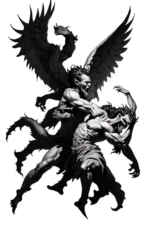Demons And Angels Fighting Demons