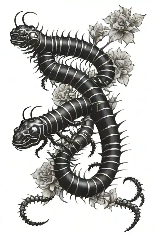 Centipede And Lycorys Radiata Flowers