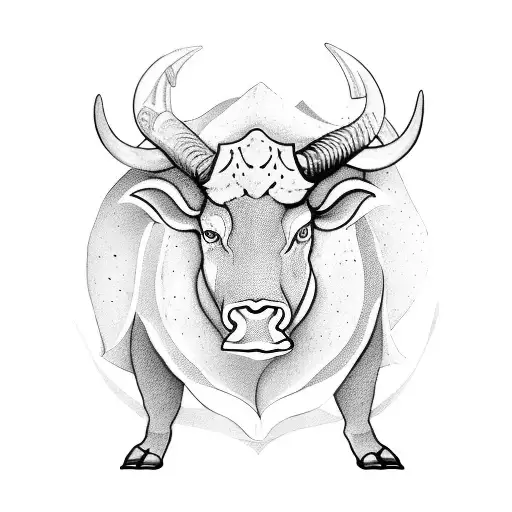 A Woman In The Sign Of Libra Who Holds Scales In Each Hand And Is Surrounded By The Horns Of A Bull