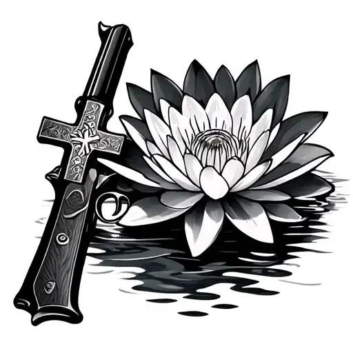 Water Lily And Cross And Shotgun