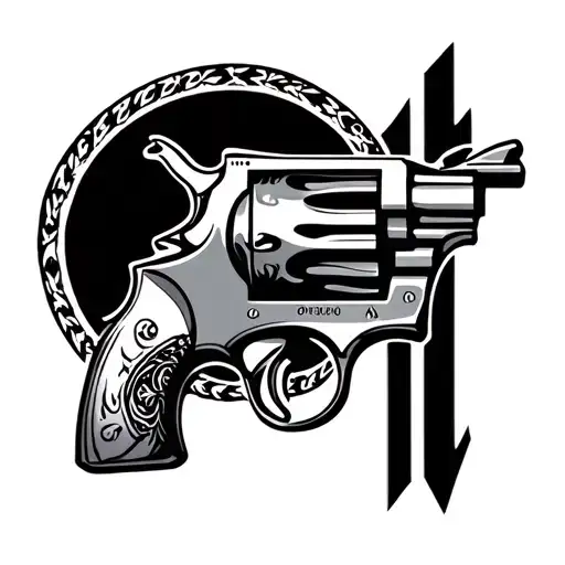 Western Revolver For Dead Friend Tattoo Including The Number 11