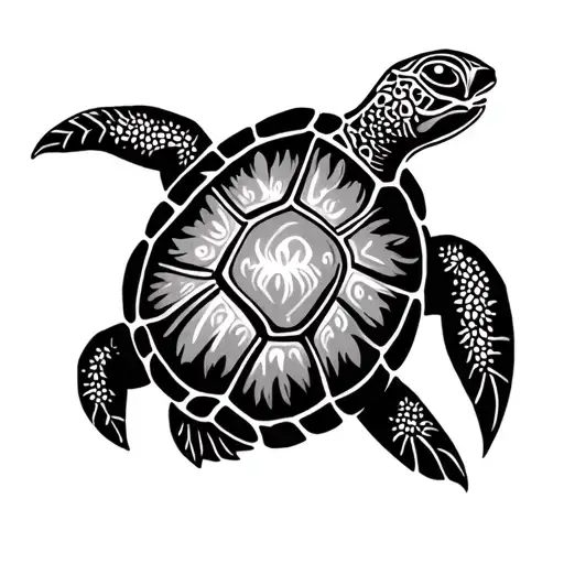 Polynesian Tattoo With Small Turtle
