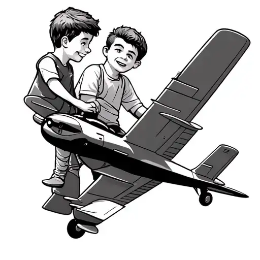 A Boy And His Father Flying A Rc Airplane Together