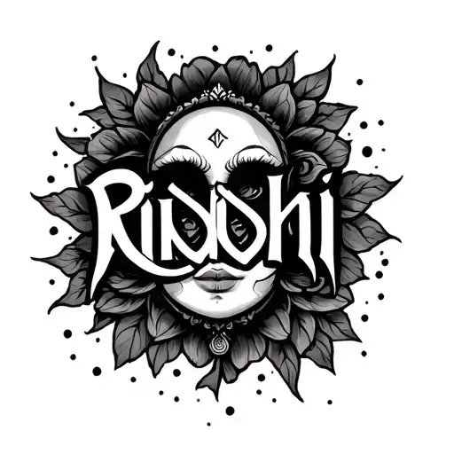 A Tattoo Image Tht Has Hidden Word Riddhi In