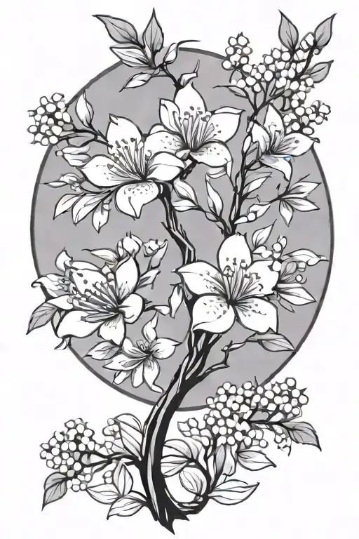 Ikigai With Jasmine Branch Representing