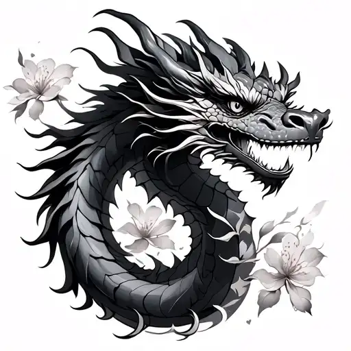 Dragon With Cherry Blossoms