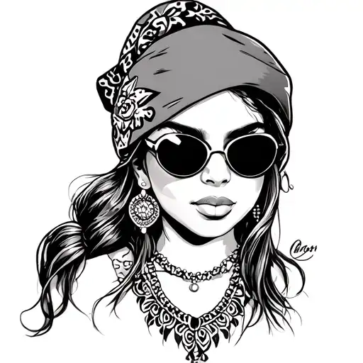 Chicano Girl With Bandana And Sunglasses
