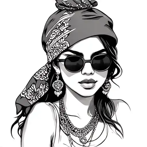 Chicano Girl With Bandana And Sunglasses