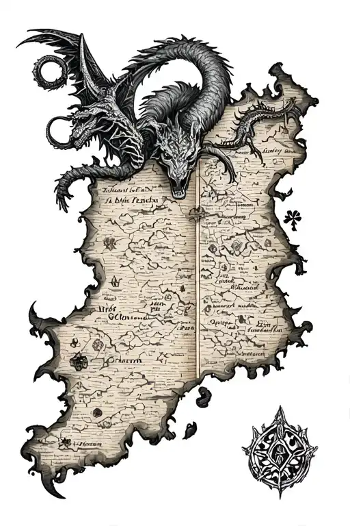 Old Treasure Map With Mythical Creatures