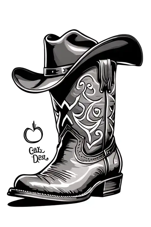 Cowboy Boot Cowboy Hat With Whiskey Barrel Intertwined