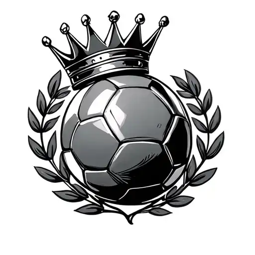 Football Ball With Crown And Laurel Wreath Around