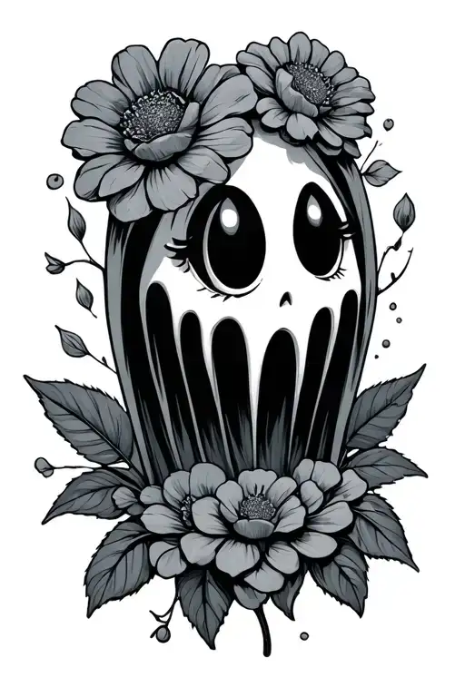 Cute Ghost With Flower
