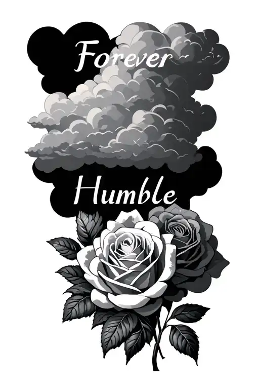 Clouds Top To Bottom With Roses And The Text Forever Humble