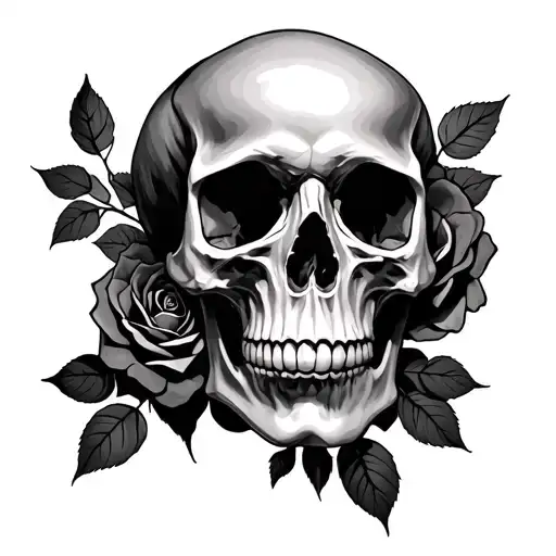 Skull With Rose Intertwined