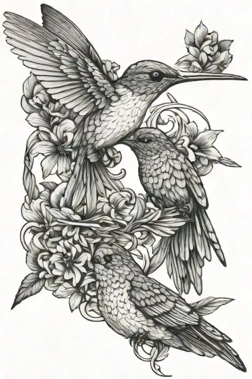 Hummingbirds Intertwined With Their Beaks