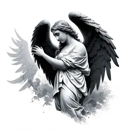 Angel In Black And Gray
