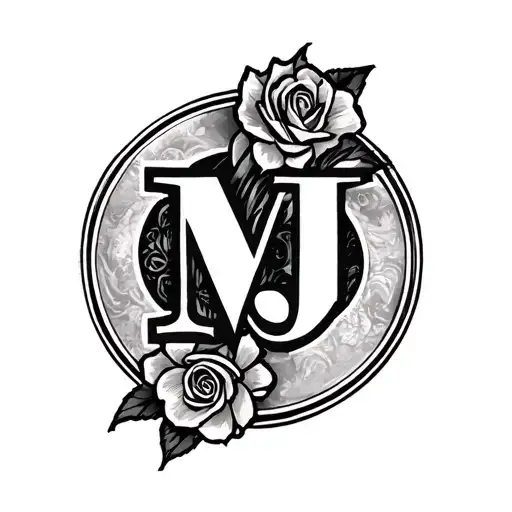 Round Tattoo In Arm With The Letter Mj
