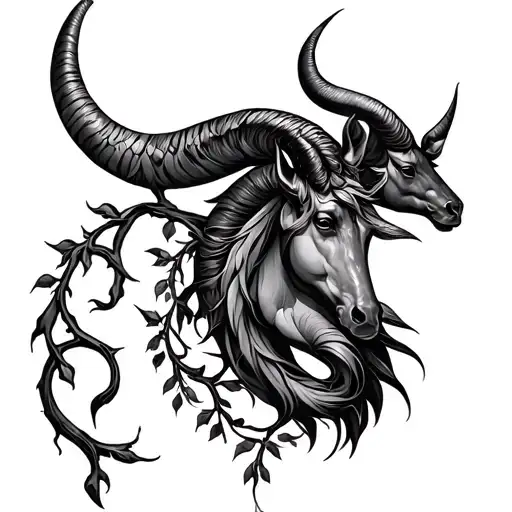 Capricorn Symbol Intertwined Vines