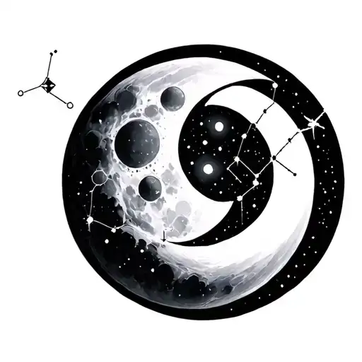 Moon And Constellation Intertwined