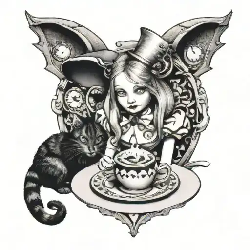 Alice In Wonderland And The Cat