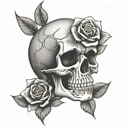 Skull Rose Intertwined