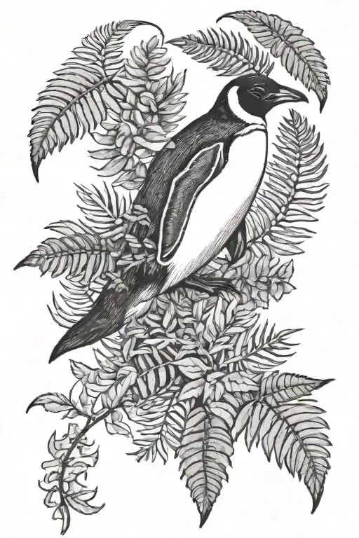 Penguin And Fern Growing