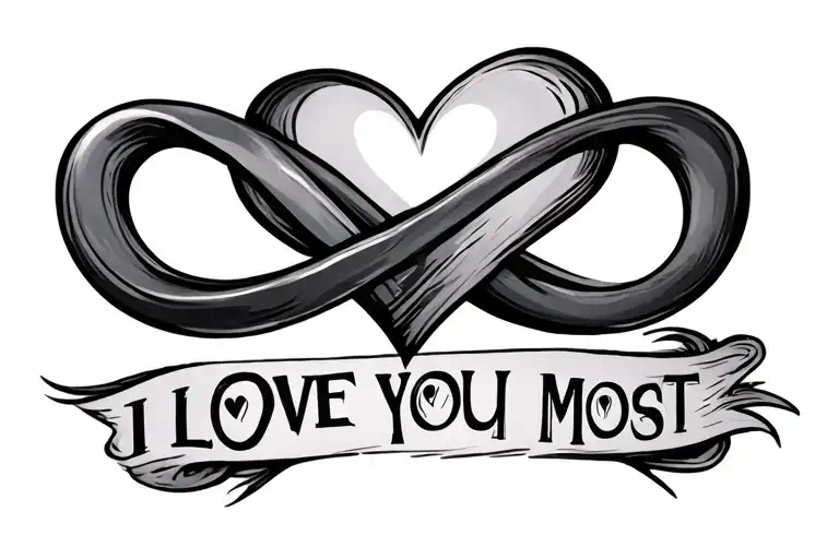 Name As Infinity Sign With A Heart And The Words I Love You Most Underneath
