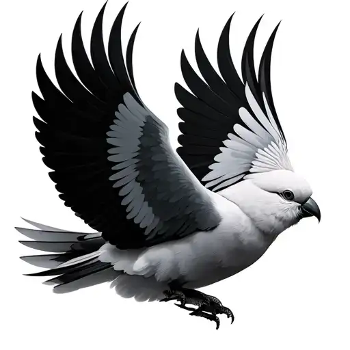 Minimalist Style Flying Cockatiel Bird