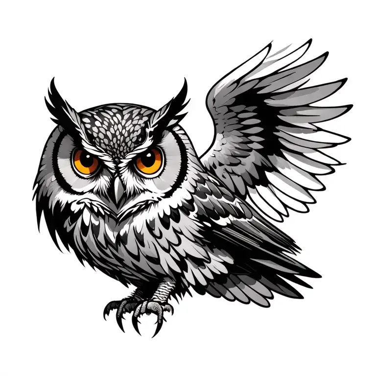 Owl With Open Wings