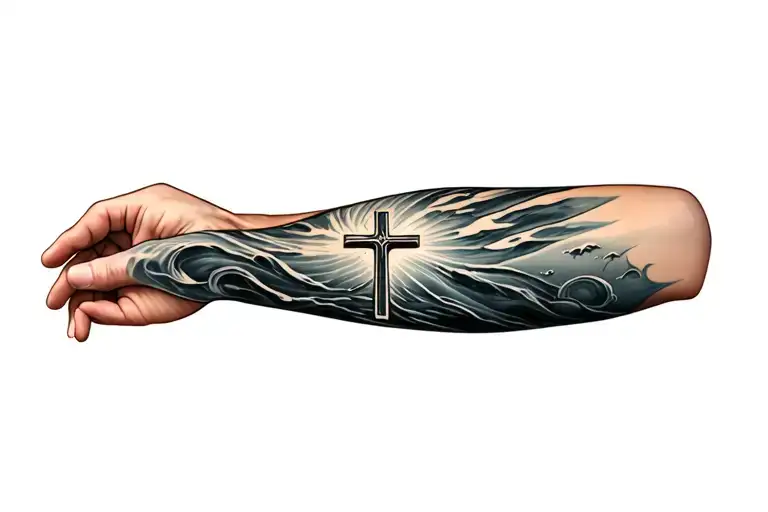 Cross With Water Wrap Around Forearm