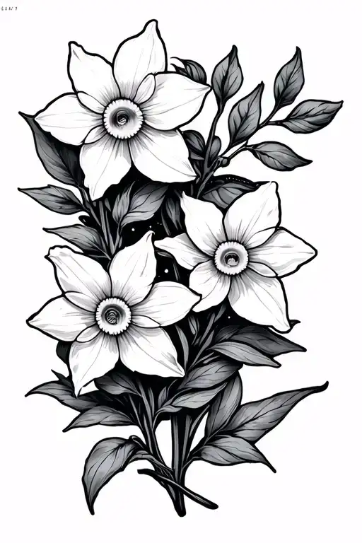 Design Featuring Daffodils And Aries Constellations But It's A Vine To Wrap Around A Wrist