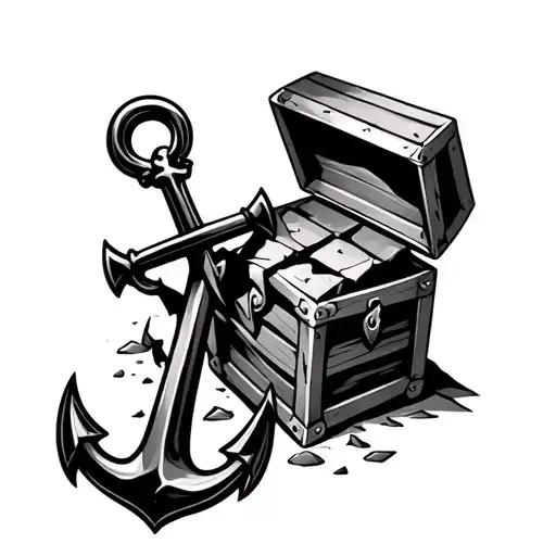 Anchor Leaning On Broken Treasure Chest