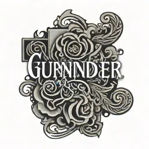 Name Gurwinder Written By Puzzle Style Tattoo Design Featuring