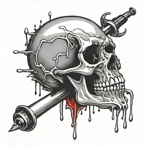 Syringe Dripping Blood With A Skull