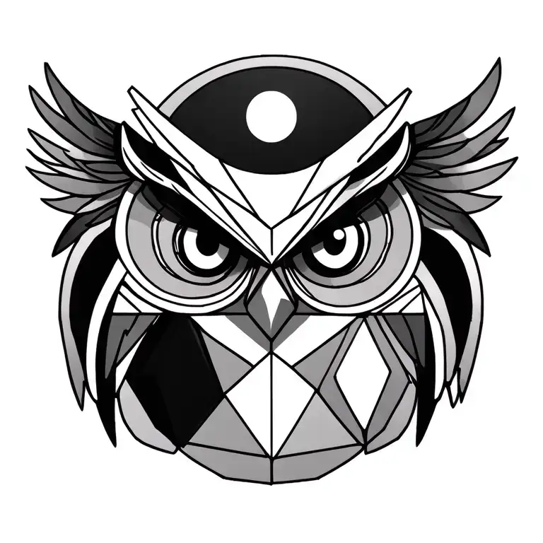 Geometry Owl With A Circle And Squares