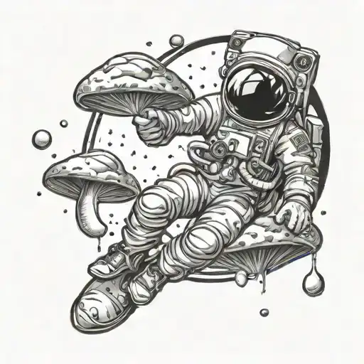 Astronaut Flying On Magic Mushroom
